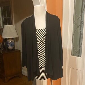 Notations one piece Black Women's Cardigan with Striped Cami